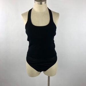 ZARA Women LG Bodysuit Black Halter Neck Stretch